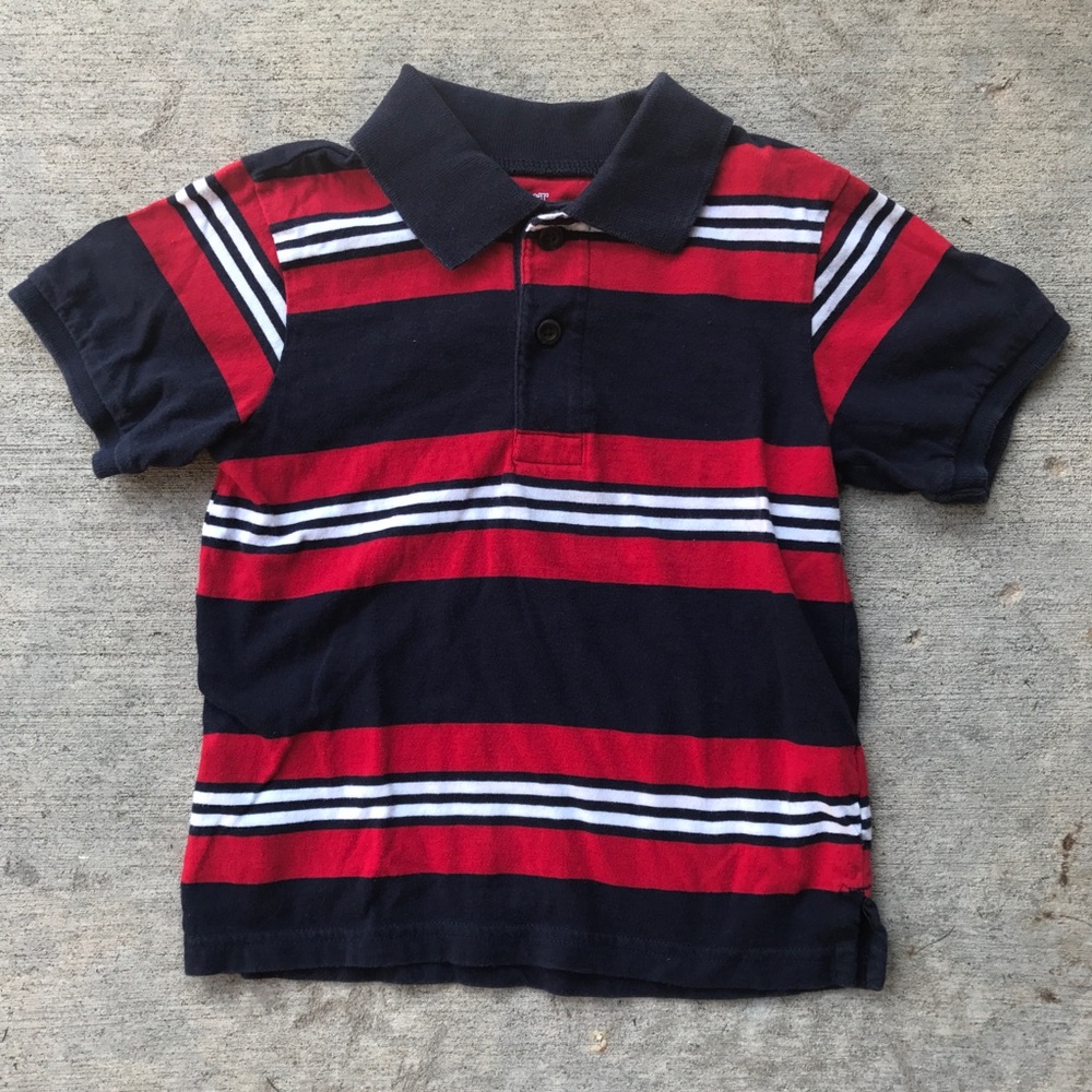 Red and Navy collard tee 3T